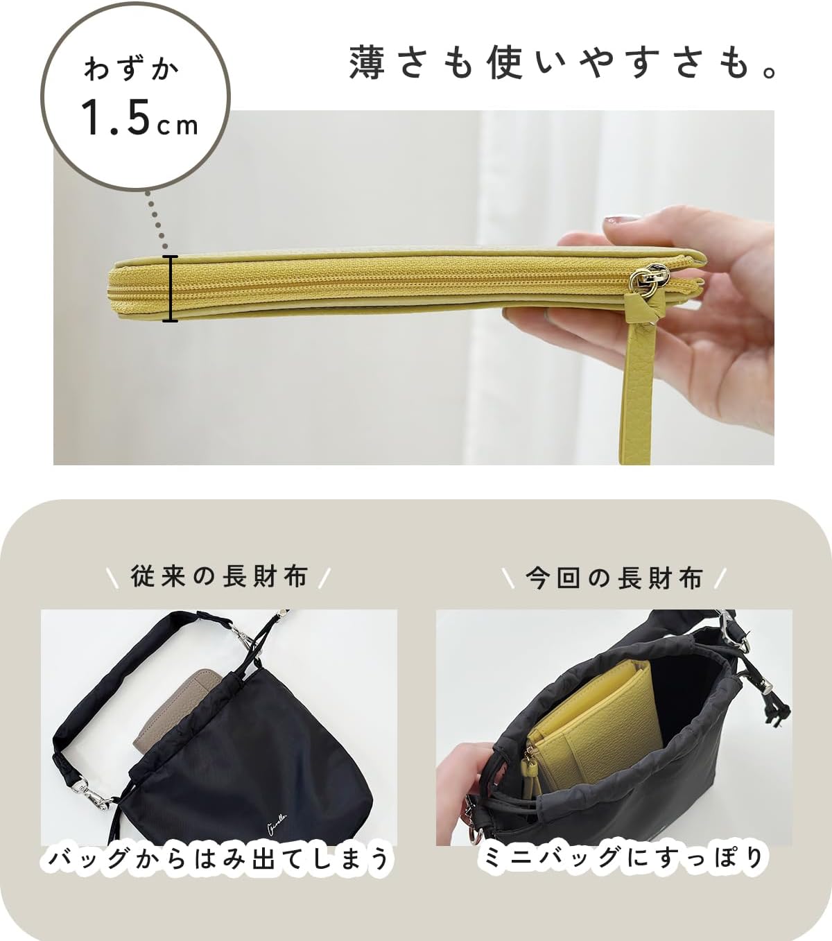 長財布 本革 L字ファスナー 薄型 スマホサイズ 軽量 大容量 コンパクト 小さい財布 小銭入れ レディース (ネープルスイエロー)